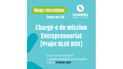 Le Technopôle Brest-Iroise recrute dans le cadre du projet BLUE BOX