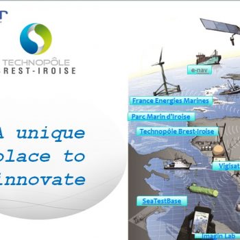 Brest, a unique place to innovate - présentation projetée sur le stand du Technopôle