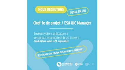 Nous recrutons : Chef·fe de projet / ESA BIC Manager