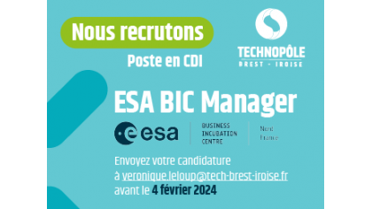 ESA BIC Nord France : Le Technopôle Brest-Iroise recrute son∙sa futur∙e Manager