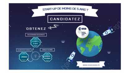 Startups de moins de 5 ans. Appel à candidatures ESA BIC NORD FRANCE