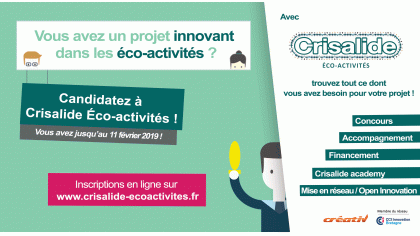 Accélérez le développement de votre projet éco-innovant en participant à Crisalide éco-activités !