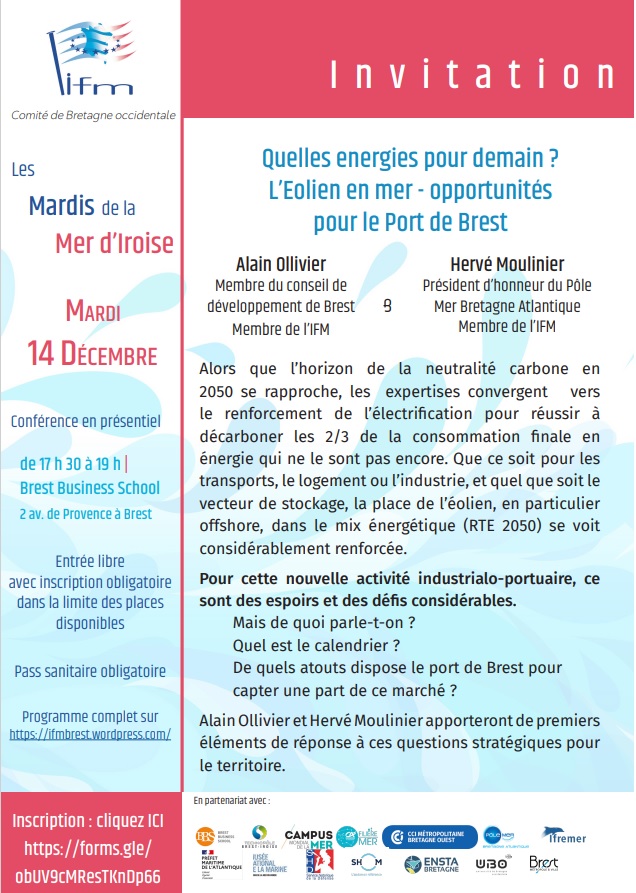 Les Mardis de la Mer d'Iroise : mardi 14 décembre de 17h30 à 19h