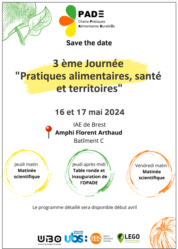 Save The Date : 3ème Journée "Pratiques alimentaires, santé et territoires"